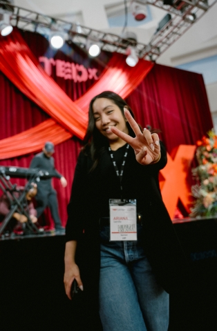 Person holding peace sign