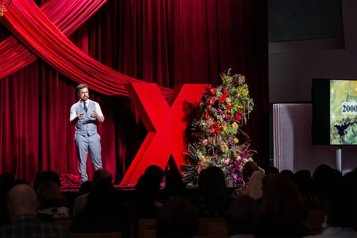 Ben Leffel speaking on the tedx las vegas 2025 stage